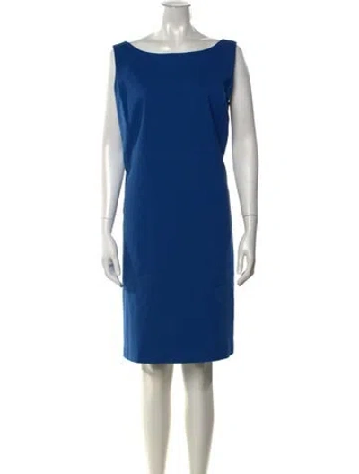 Pre-owned Lafayette 148 Bateau Neckline Knee-length Dress In Blue