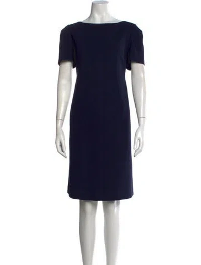 Pre-owned Lafayette 148 Bateau Neckline Knee-length Dress In Blue