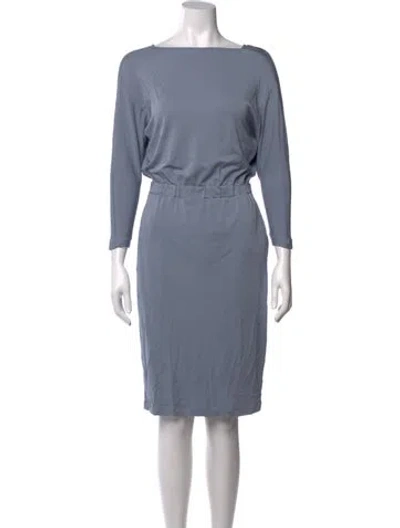 Pre-owned Lafayette 148 Bateau Neckline Knee-length Dress In Blue