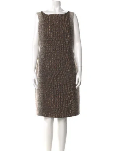 Pre-owned Lafayette 148 Bateau Neckline Knee-length Dress In Brown