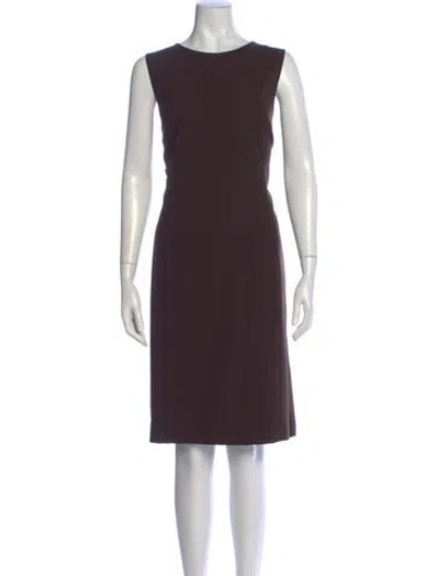 Pre-owned Lafayette 148 Bateau Neckline Knee-length Dress In Brown