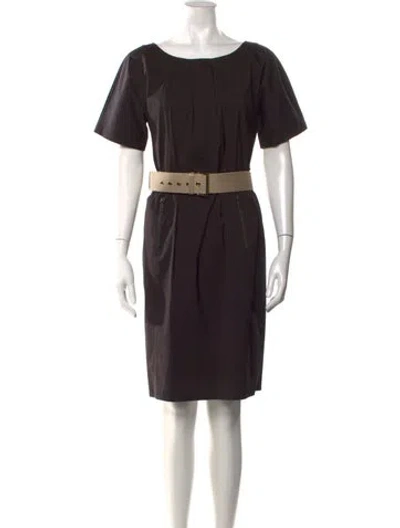 Pre-owned Lafayette 148 Bateau Neckline Knee-length Dress In Brown