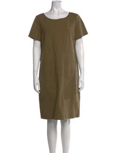 Pre-owned Lafayette 148 Bateau Neckline Knee-length Dress In Green
