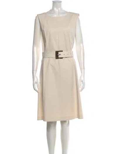 Pre-owned Lafayette 148 Bateau Neckline Knee-length Dress In Neutral