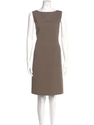 Pre-owned Lafayette 148 Bateau Neckline Knee-length Dress In Neutral