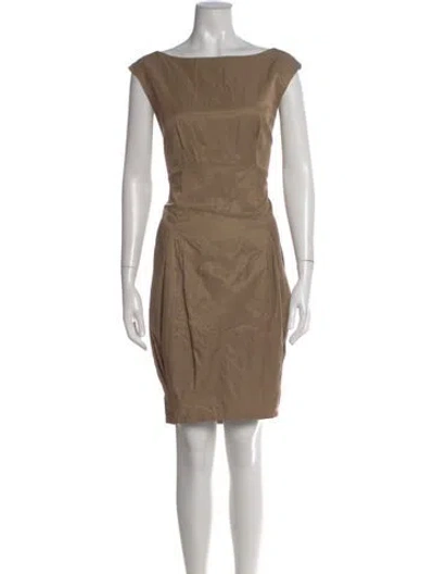 Pre-owned Lafayette 148 Bateau Neckline Knee-length Dress In Neutral