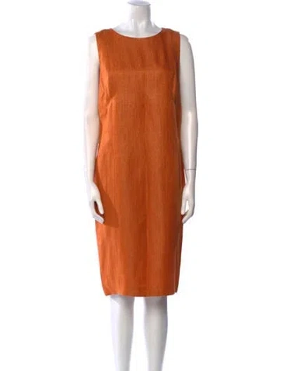 Pre-owned Lafayette 148 Bateau Neckline Knee-length Dress In Orange