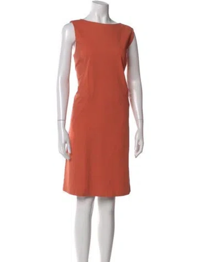 Pre-owned Lafayette 148 Bateau Neckline Knee-length Dress In Orange
