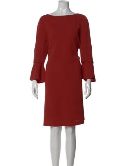 Pre-owned Lafayette 148 Bateau Neckline Knee-length Dress In Orange