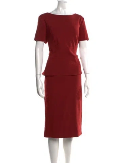 Pre-owned Lafayette 148 Bateau Neckline Knee-length Dress In Orange