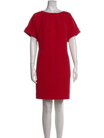 Pre-owned Lafayette 148 Bateau Neckline Knee-length Dress In Red