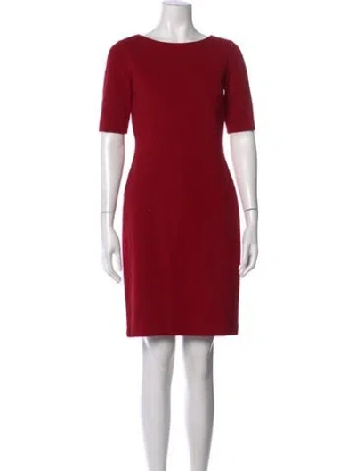 Pre-owned Lafayette 148 Bateau Neckline Knee-length Dress In Red