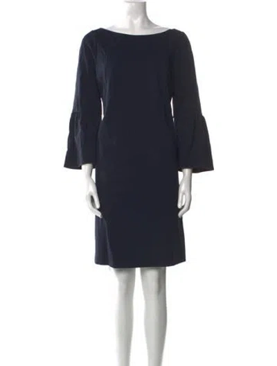 Pre-owned Lafayette 148 Bateau Neckline Knee-length Dress W/ Tags In Blue