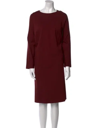 Pre-owned Lafayette 148 Bateau Neckline Knee-length Dress W/ Tags In Burgundy