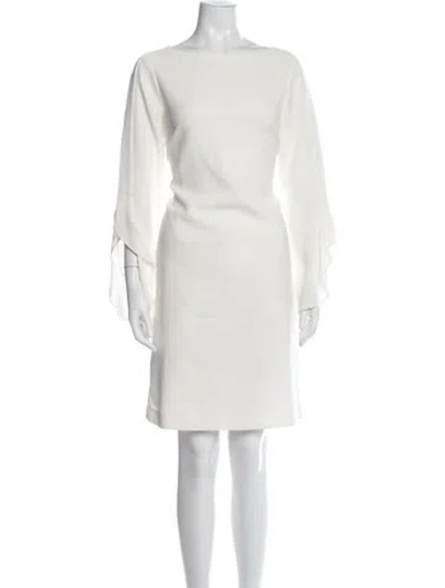 Pre-owned Lafayette 148 Bateau Neckline Knee-length Dress In White
