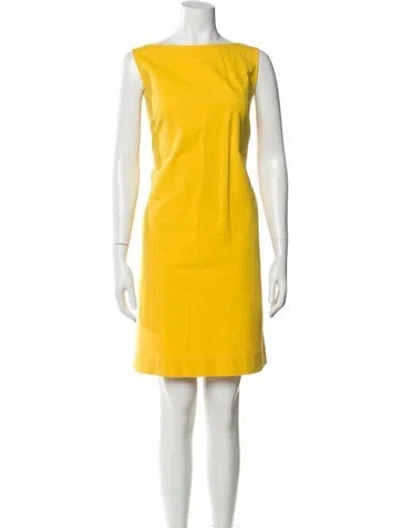 Pre-owned Lafayette 148 Bateau Neckline Knee-length Dress In Yellow