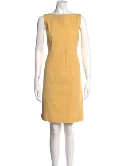Pre-owned Lafayette 148 Bateau Neckline Knee-length Dress In Yellow