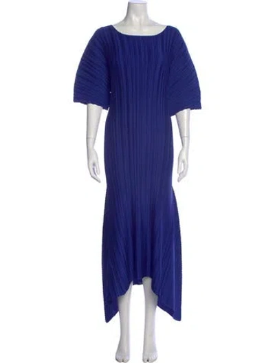 Pre-owned Lafayette 148 Bateau Neckline Long Dress In Blue