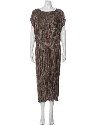 Pre-owned Lafayette 148 Bateau Neckline Long Dress In Brown