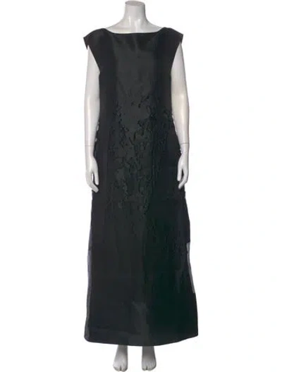 Pre-owned Lafayette 148 Bateau Neckline Long Dress W/ Tags In Black