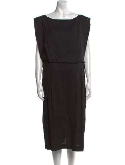 Pre-owned Lafayette 148 Bateau Neckline Midi Length Dress In Black