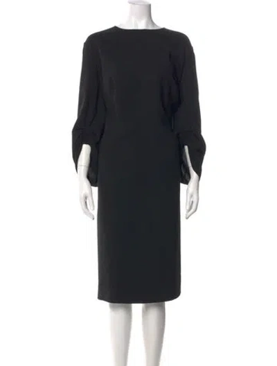 Pre-owned Lafayette 148 Bateau Neckline Midi Length Dress In Black