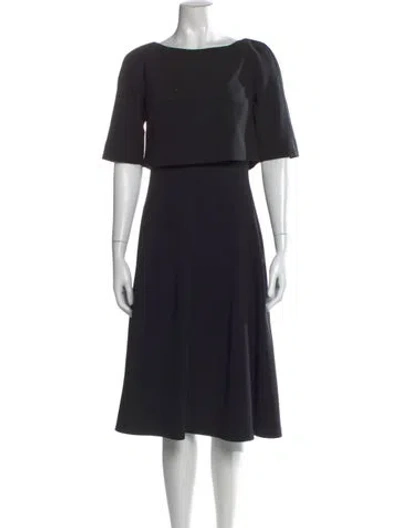 Pre-owned Lafayette 148 Bateau Neckline Midi Length Dress In Black