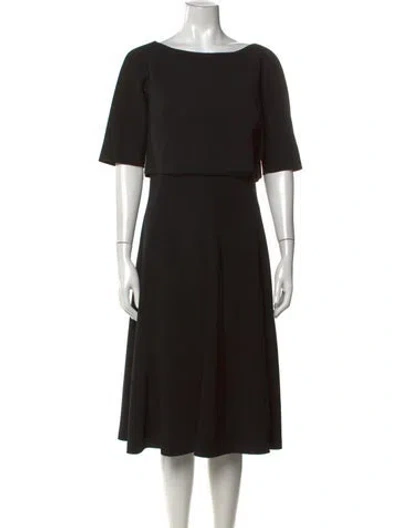 Pre-owned Lafayette 148 Bateau Neckline Midi Length Dress In Black