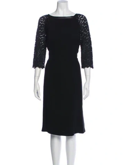 Pre-owned Lafayette 148 Bateau Neckline Midi Length Dress In Blue