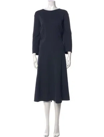 Pre-owned Lafayette 148 Bateau Neckline Midi Length Dress In Blue