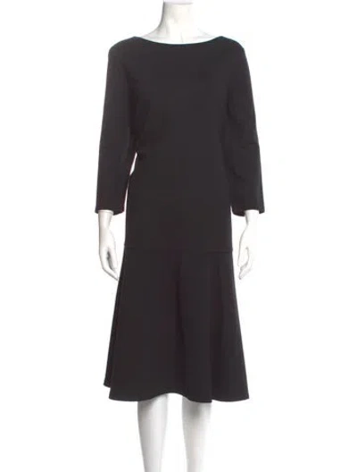 Pre-owned Lafayette 148 Bateau Neckline Midi Length Dress In Gray