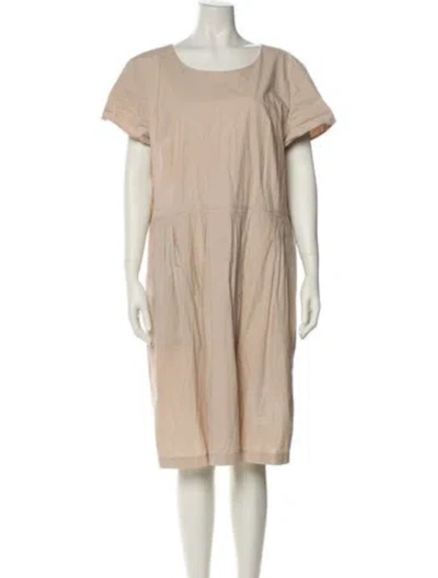 Pre-owned Lafayette 148 Bateau Neckline Midi Length Dress In Neutral