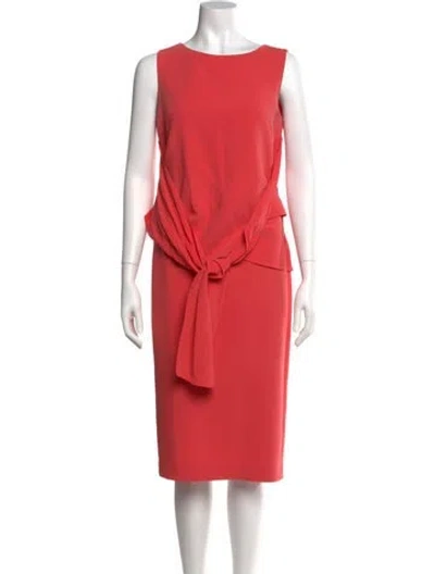 Pre-owned Lafayette 148 Bateau Neckline Midi Length Dress In Orange