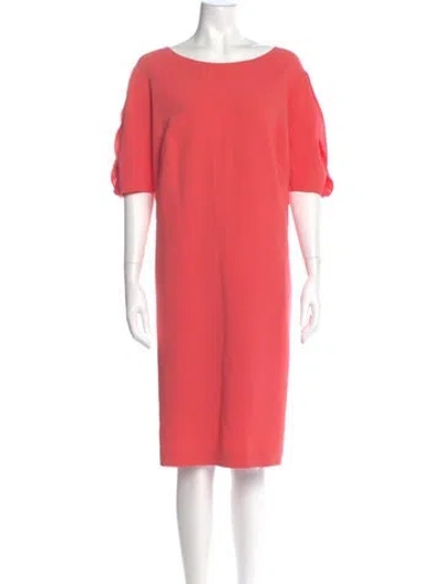 Pre-owned Lafayette 148 Bateau Neckline Midi Length Dress In Orange
