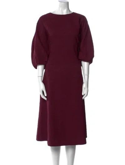 Pre-owned Lafayette 148 Bateau Neckline Midi Length Dress In Red