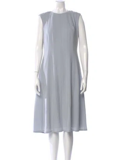 Pre-owned Lafayette 148 Bateau Neckline Midi Length Dress W/ Tags In Blue