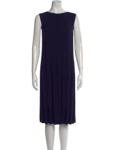 Pre-owned Lafayette 148 Bateau Neckline Midi Length Dress W/ Tags In Blue