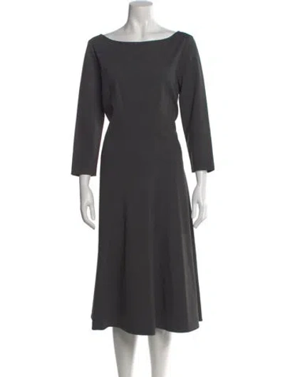 Pre-owned Lafayette 148 Bateau Neckline Midi Length Dress W/ Tags In Gray