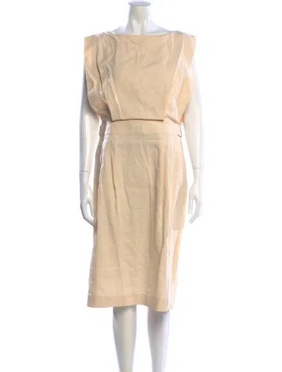 Pre-owned Lafayette 148 Bateau Neckline Midi Length Dress W/ Tags In Neutral