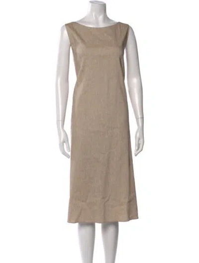 Pre-owned Lafayette 148 Bateau Neckline Midi Length Dress W/ Tags In Neutral
