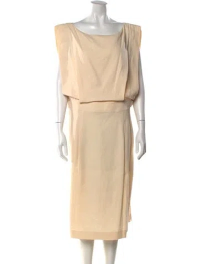 Pre-owned Lafayette 148 Bateau Neckline Midi Length Dress W/ Tags In Neutral