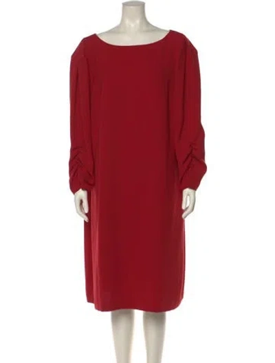 Pre-owned Lafayette 148 Bateau Neckline Midi Length Dress W/ Tags In Red