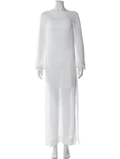Pre-owned Lafayette 148 Bateau Neckline Midi Length Dress W/ Tags In White
