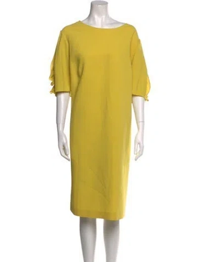 Pre-owned Lafayette 148 Bateau Neckline Midi Length Dress W/ Tags In Yellow