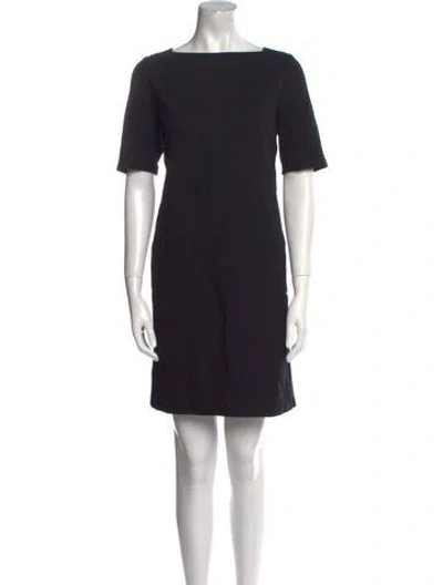 Pre-owned Lafayette 148 Bateau Neckline Mini Dress In Black