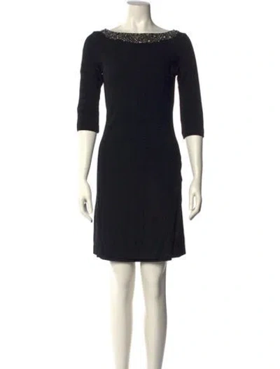 Pre-owned Lafayette 148 Bateau Neckline Mini Dress In Black