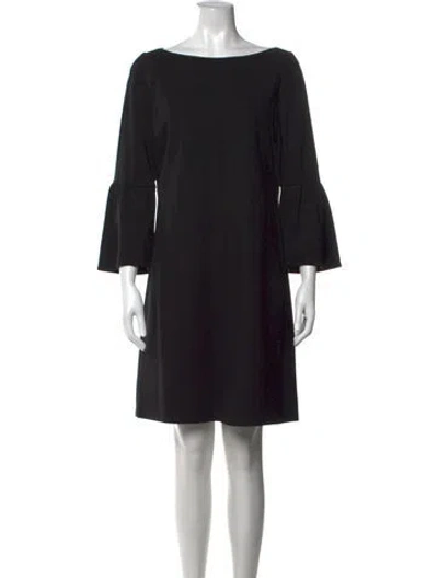 Pre-owned Lafayette 148 Bateau Neckline Mini Dress In Black