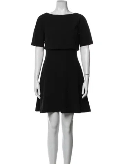 Pre-owned Lafayette 148 Bateau Neckline Mini Dress In Black