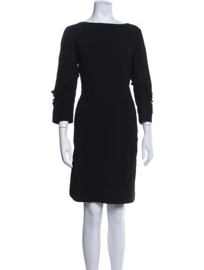 Pre-owned Lafayette 148 Bateau Neckline Mini Dress In Black