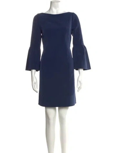 Pre-owned Lafayette 148 Bateau Neckline Mini Dress In Blue